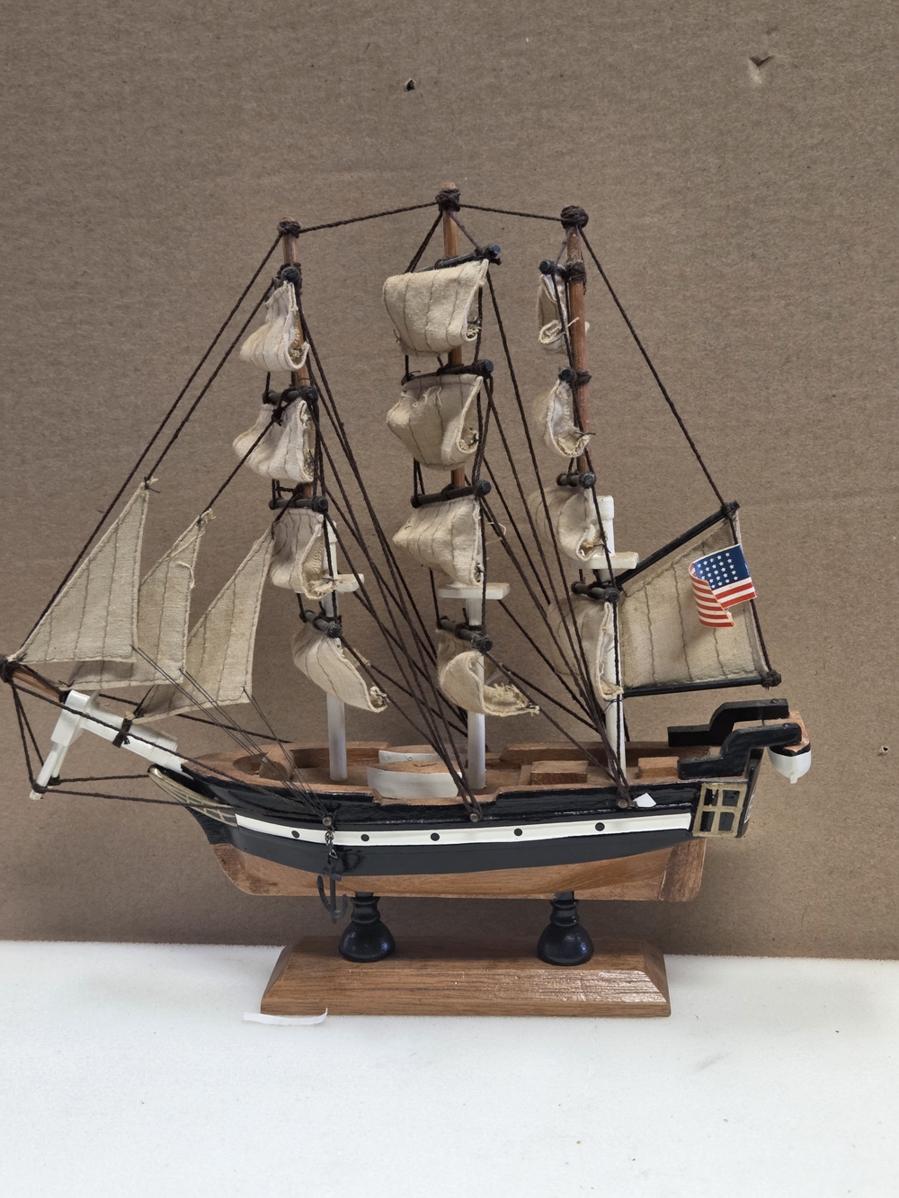 Wooden "Old Iron" Model USS CONSTITUTION 9" Natural Wood Finish